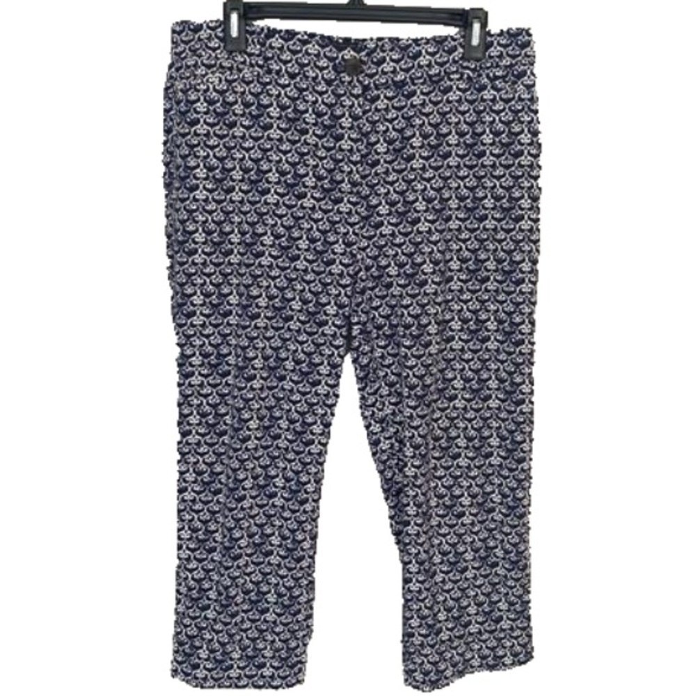 TALBOTS The Perfect Crop Pants Petite Blue/White Print Women Size 10P